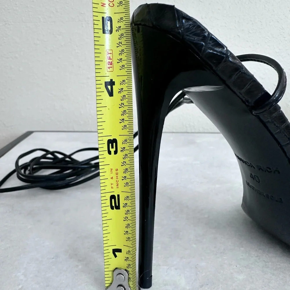 Rich Sandal by Jessica Rich Black Stiletto Lace Up Heels Size 40 / 9.5 - Picture 15 of 16
